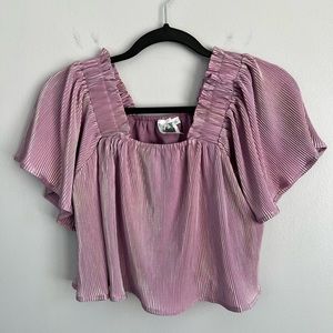 QUEEN OF SPARKLES Pink Pleated Crop Top
